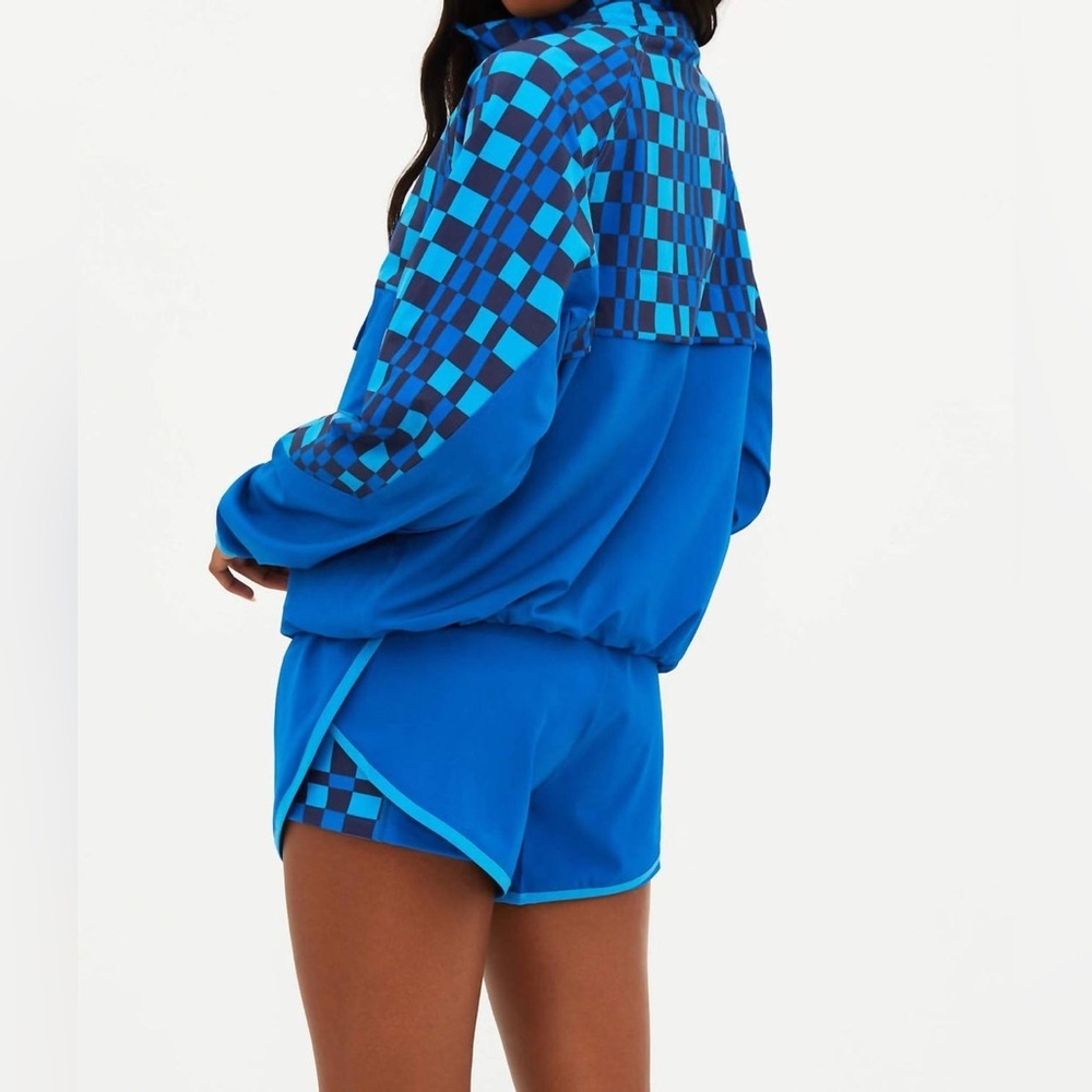 Beach Riot Atticus Pullover In Imperial Blue Check Size Medium Windbreaker - Picture 2 of 11